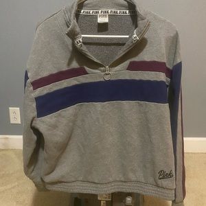 Pink. Quarter zip. Sweater.